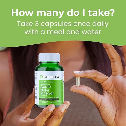 Miniatura 5 de INFINITE AGE Cápsulas de vinagre de sidra de manzana de 1950 mg, 90 unidades, hechas en Estados Unidos, veganas, sin gluten, totalmente naturales,