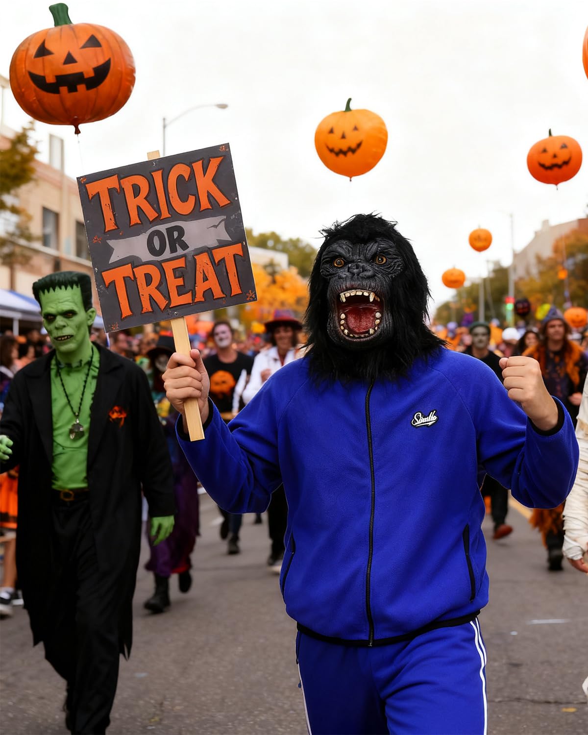 Shark Chili Gorilla Mascarillas Divertidas Máscara de Cabeza de Mono de Látex Fiesta Festivales Halloween Disfraces y Disfraces - Piel Realista - Novedad, Loco, Divertido