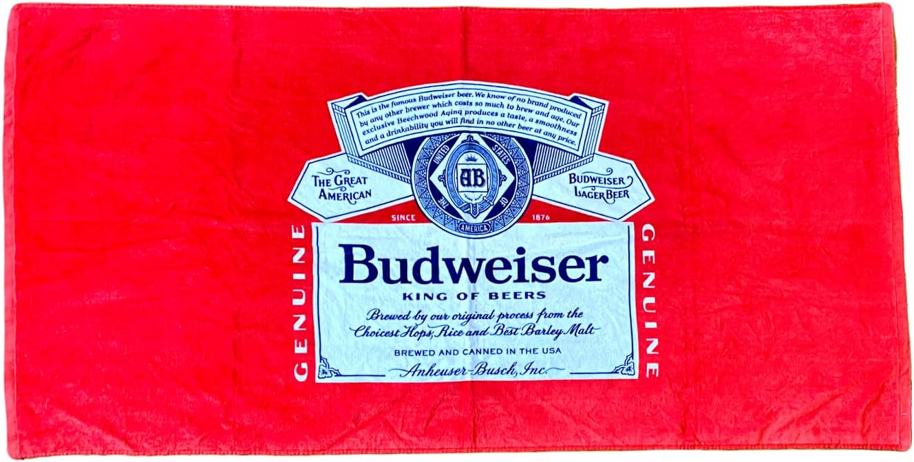 BudweiserBeach Towel, Oversized Towel for Pool, Beach, and Boating, Ultra-Soft 100% Cotton Material, 63" x 31.5"