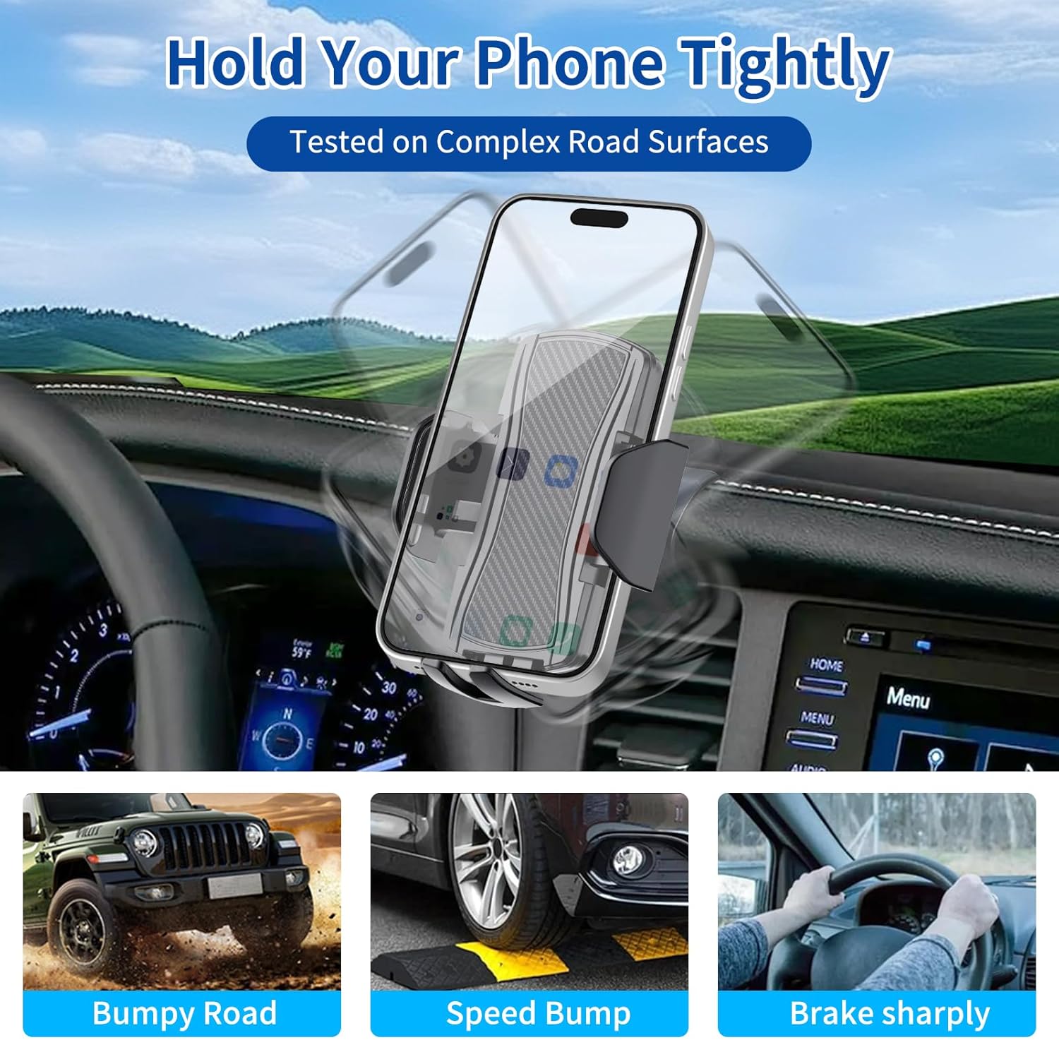 Car Phone Mount for Toyota Sienna 2011-2019 2020 Phone Holder Navigation,Fit for Sienna Cellphone Mobile Cradle Auto Accessories Bracket Anti-Shake,360 Degree Rotation,Compatible for All Cell Phones
