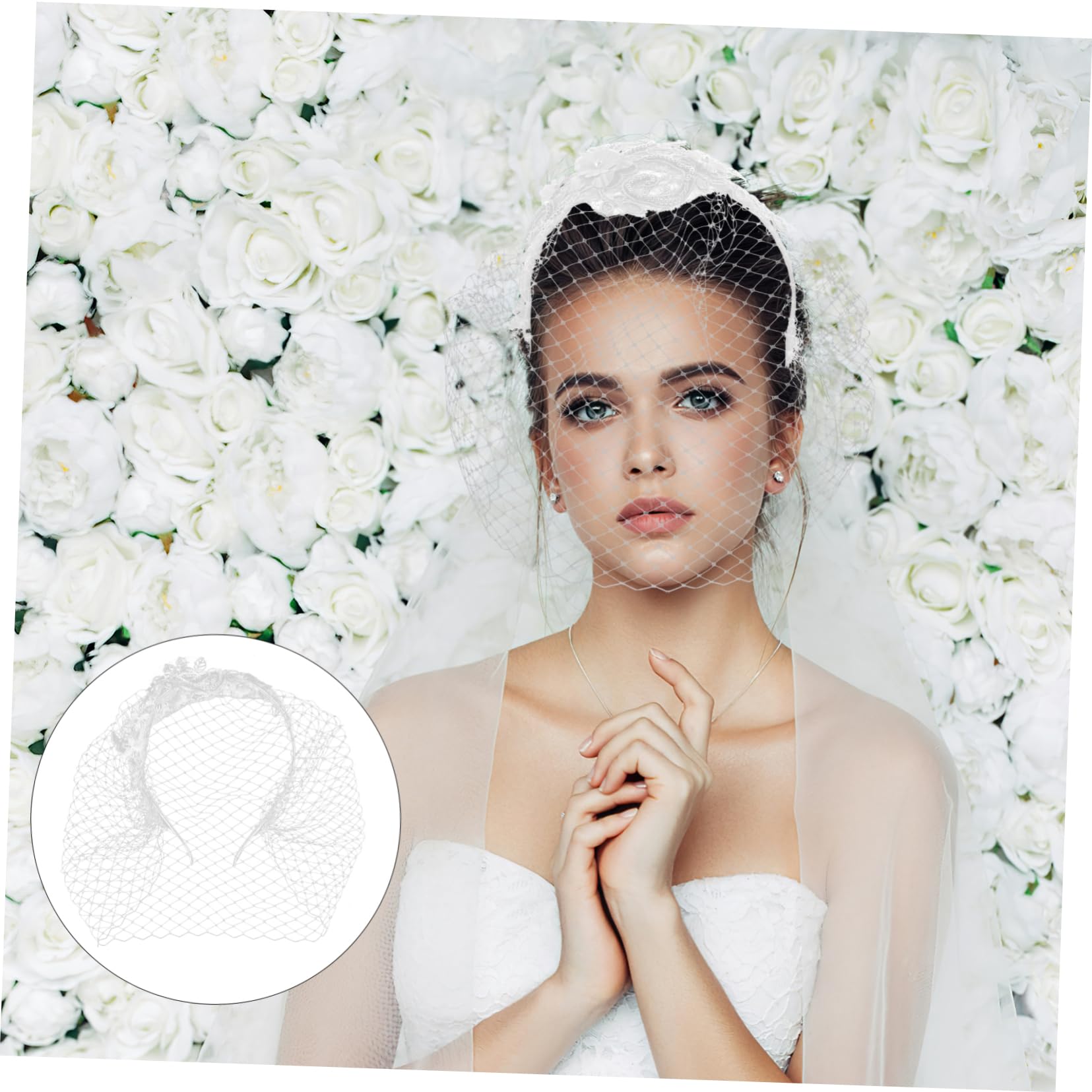 Mujer Pelo Cinta de Velo de Novia Cinta de Velo para Novia Boda Cinta de Velo de Novia Pelo de Boda Velos de Novia Miss Birdcage Tela Maquillaje (F zwart) (H Wit)