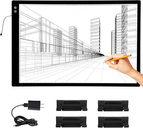 Miniatura 10 de Mesa de luz A4 para pintura de diamantes, caja de luz recargable para trazar con clip superior, almohadilla de luz con 6 niveles de brillo atenuable
