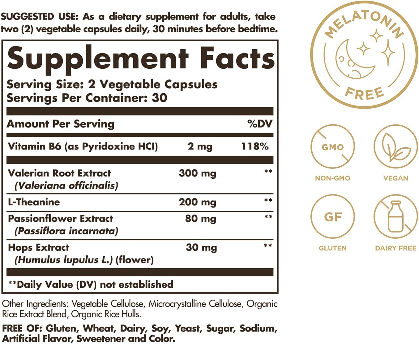 Solgar Sleep & Stress Support, 60 Vegetable Capsules – Melatonin-No – Helps Relax & Calm You – Fall Asleep Quickly – Improve Sleep Quality – With Valerian, Passionflower & Hops, Non-GMO