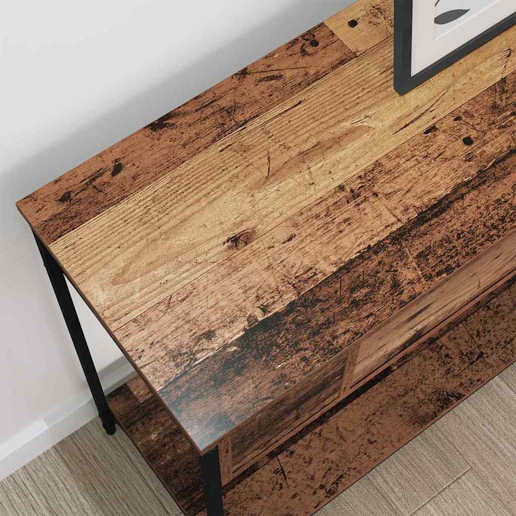Stolik konsolowy, stare drewno, 100 x 34,5 x 75 cm, materiał drewnopochodny, styl retro, rustykalny wygląd wiejskiego domu, do korytarza, salonu i przedpokoju, z miejscem do przechowywania