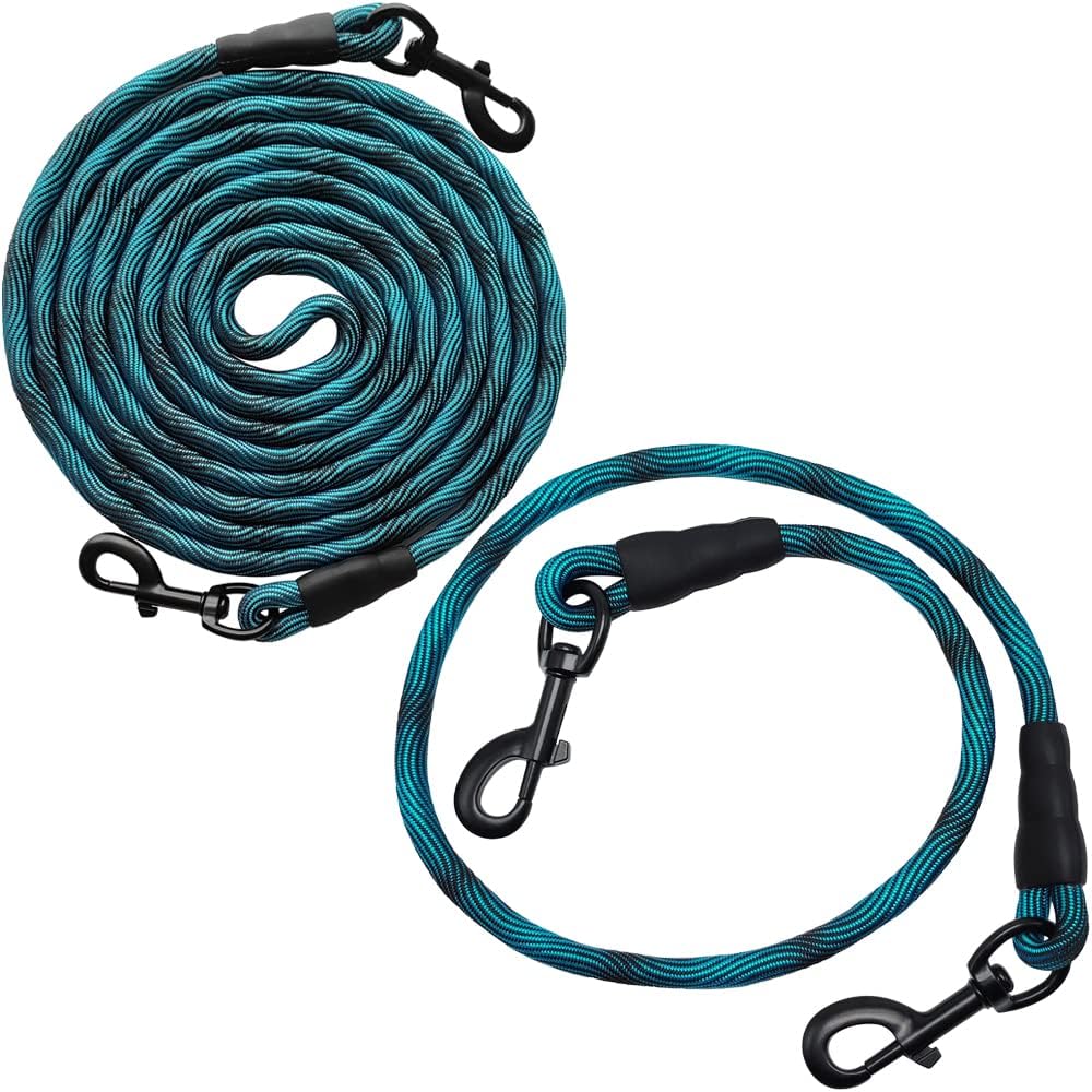 BTINESFUL 12ft Dog Tie Out Rope + 3ft Short Training Tie