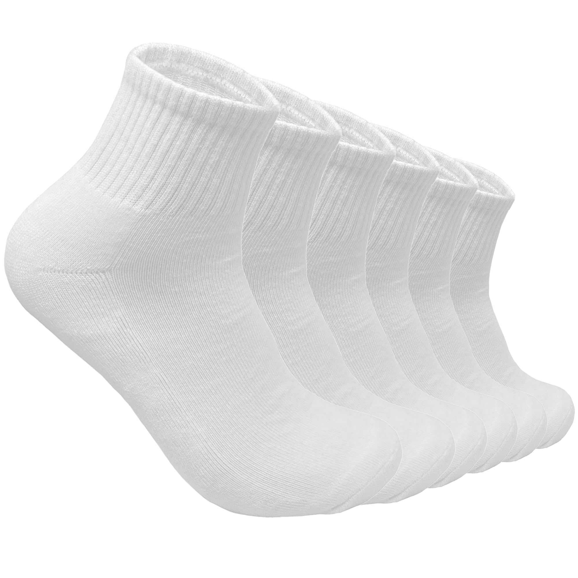 6 Pairs Men Cotton Solid Athletic Ankle Quarter Socks with Cushioning