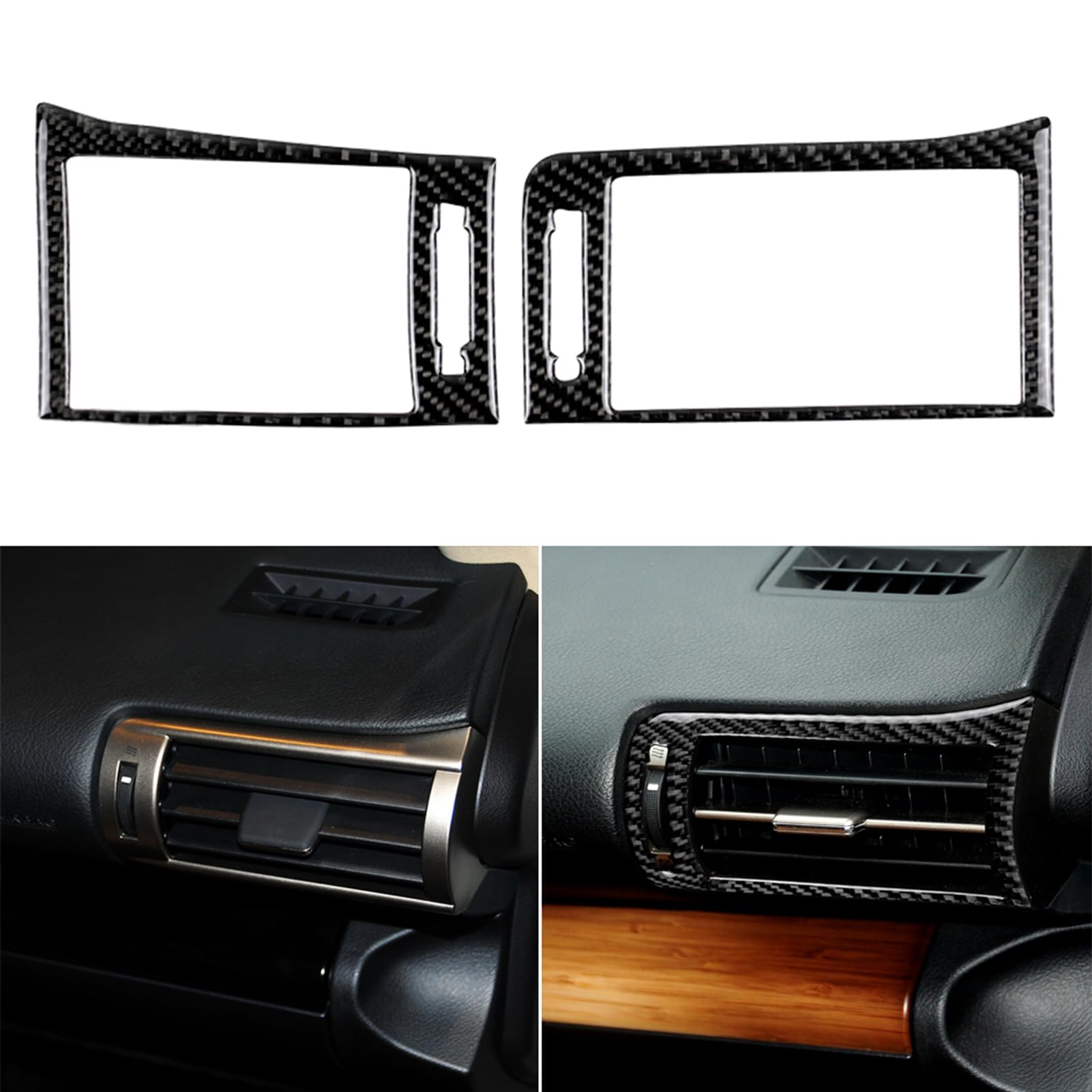 NVCNX Car Dashboard Sides Air Vent Outlet Frame Cover Decal Compatible with Lexus ​IS250 2014 2015 / IS200t 2016 2017 / IS300 2016-2020 / IS350 2014-2020 Carbon Fiber Interior Trim Accessories Black