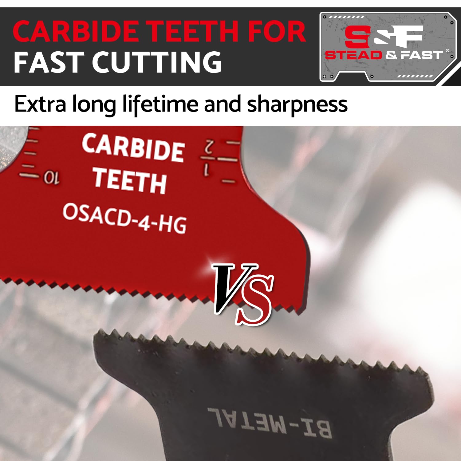 S&F STEAD & FAST Oscillating Tool Blade Carbide, Multitool Blades Industrial-Strength, Universal Fit for Quick Release, Oscillating Saw Blades for Hard Metal, Nails, Screws, Bolts, 4-Pack