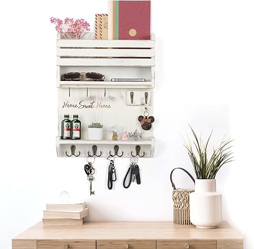 Miniatura 6 de Innovation Soporte para llaves de pared, organizador de correo montado en la pared con 9 ganchos para llaves, soporte de pared para decoración de