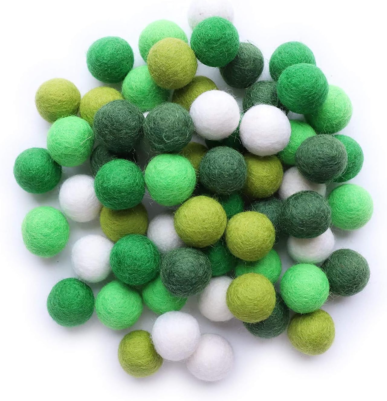 Mini Felt Factory | Green Wool Felt Pom Balls Set | Emerald Kelly Olive White | Craft Project Supplies 20mm | Home Decor Crafting Activity Kit | 60 Pack : Arts, Crafts & Sewing