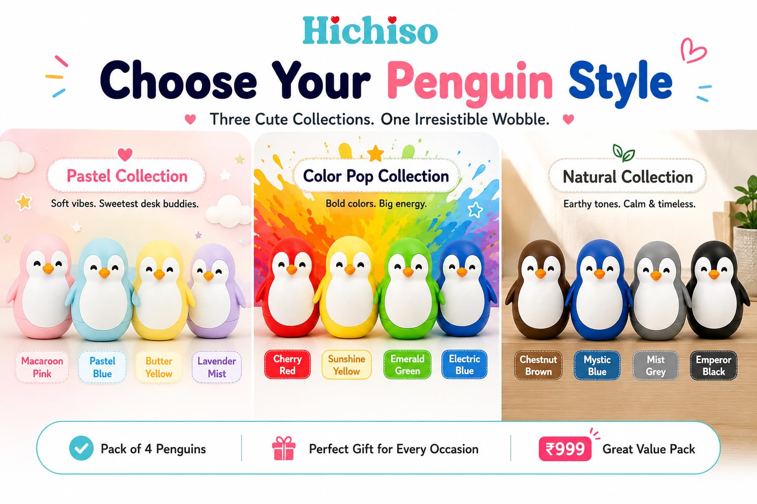 Roly Poly Penguin Wobbler | Cute Self-Righting Penguin Desk Toy | Stress Relief Fidget Toy | Mini Penguin Collectible | Office Desk Decor & Gift (Macaroon Pink, 1 pc) — Amazon image 7
