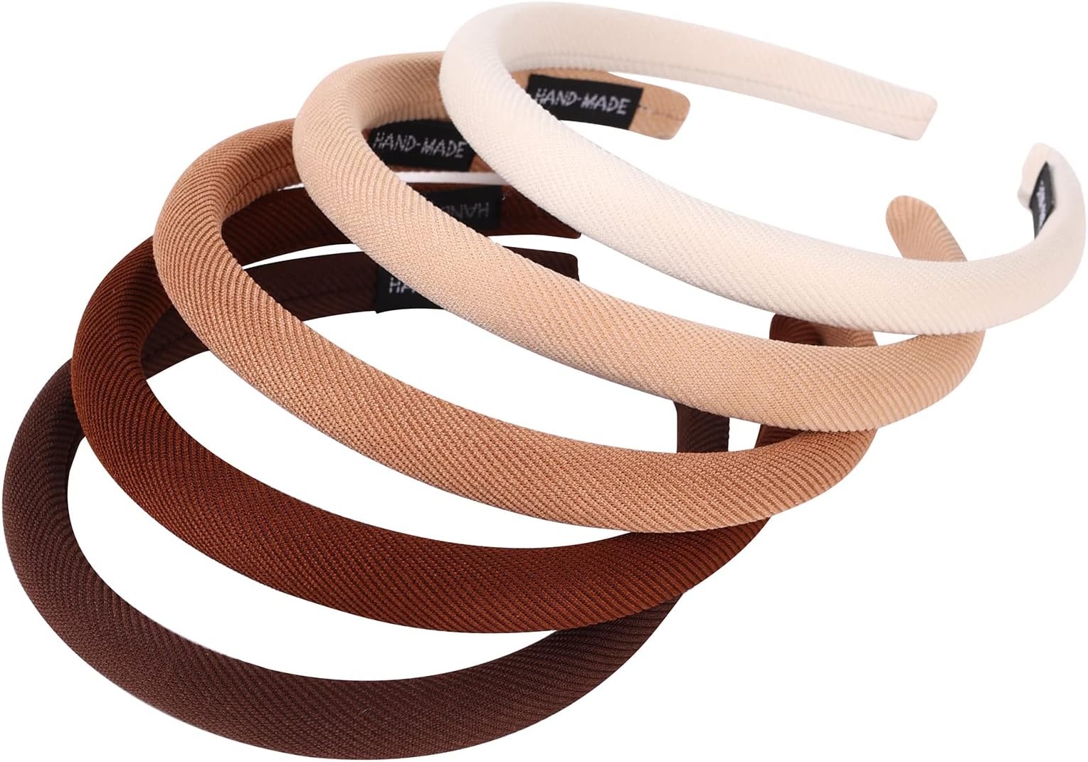 LifeDawn Padded Headbands for Women,5Pcs Narrow Plain Turban Headband Fashion Hair Bands Headwear Barrette Styling Tools Accessories with Solid Colors,Deep