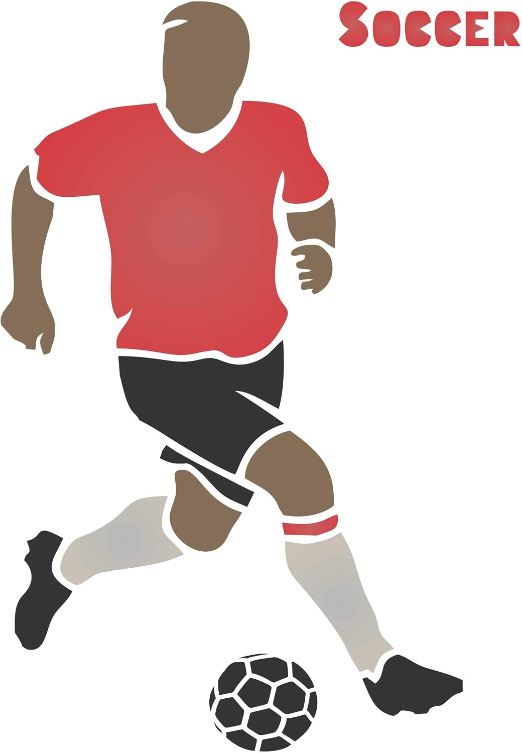 Soccer Stencil, 11.43 x 16.51 cm (S) - Athlete UK Football Soccer Player Ball Word Quote Stencils Template for Painting - Image 3