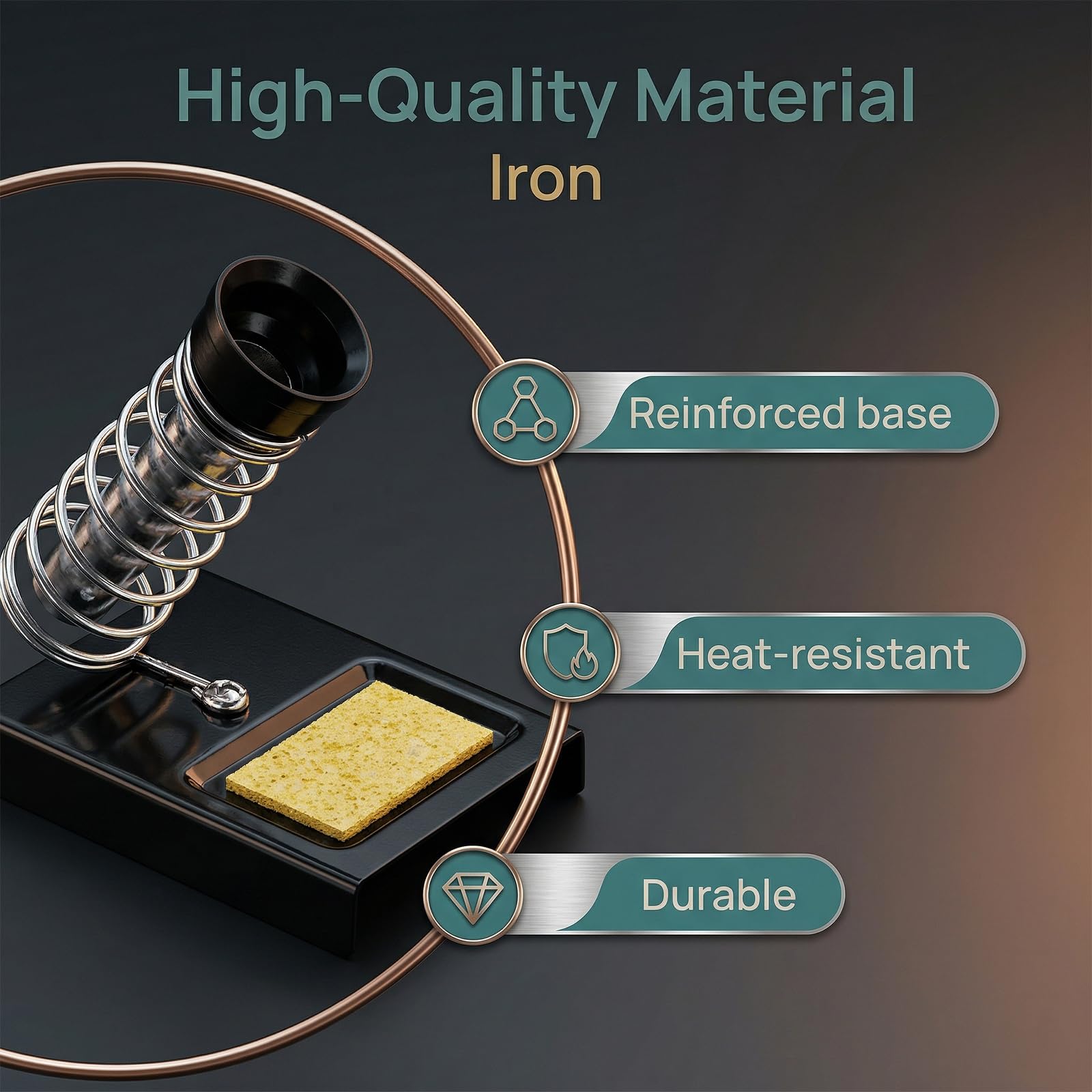 Lötkolbenständer Lötkolbenhalter Soldering Iron Stand mit Reinigungsschwamm 10 Stück und 1 Stück Messingwolle für PCB Elektronik Reparatur DIY Werkstatt