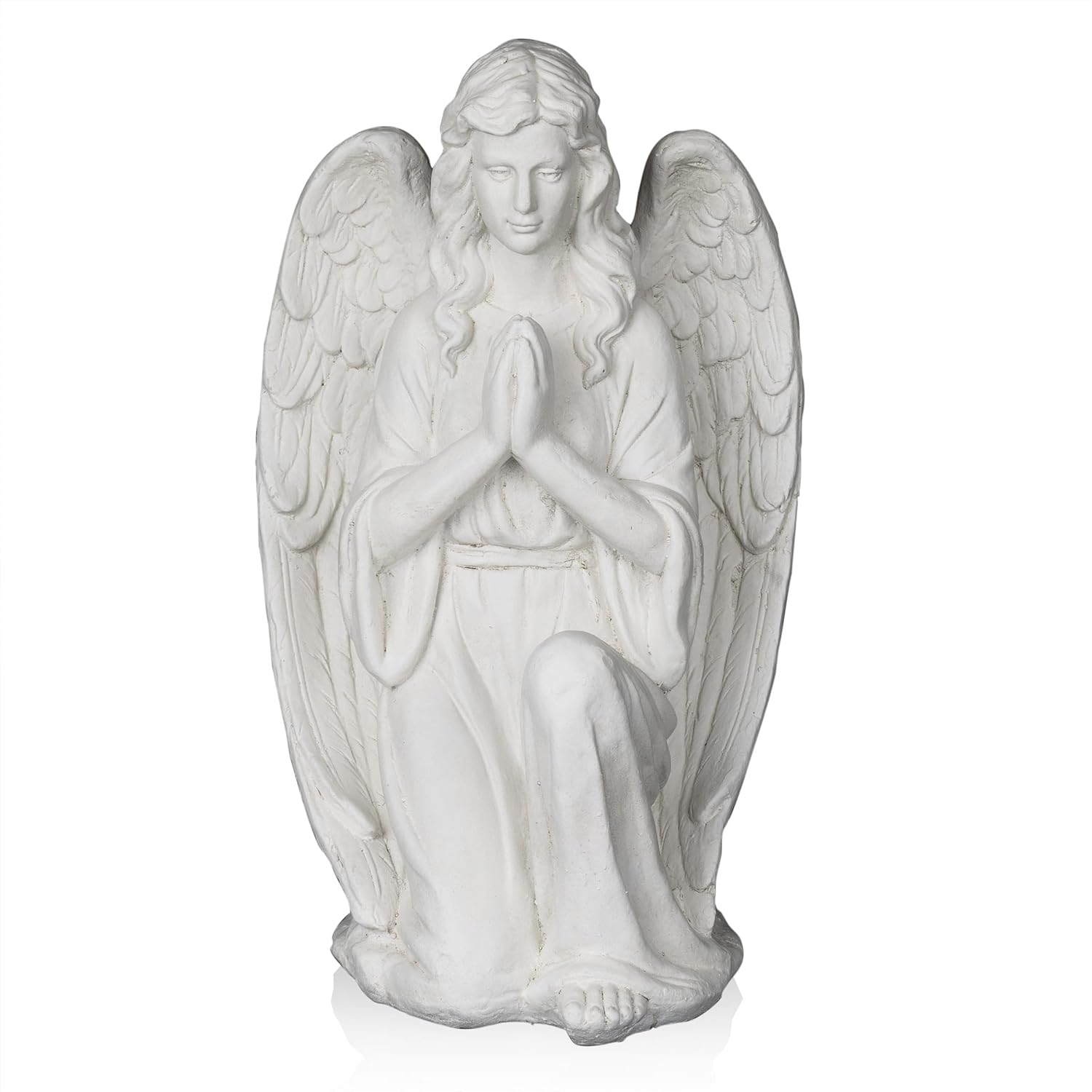 Alpine Corporation MCC830 Kneeling Praying Angel Statue, Meaningful Decor for Garden, Patio, & Lawn, 27″H, White