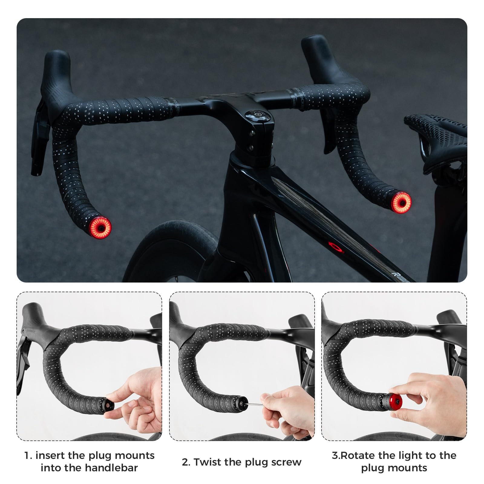 ROCKBROS Feu Arrière Vélo LED Rechargeable - Lumiere Arriere Vélo Puissante, Clignotant pour VTT/Vélo Électrique - Éclairage Sécurisé
