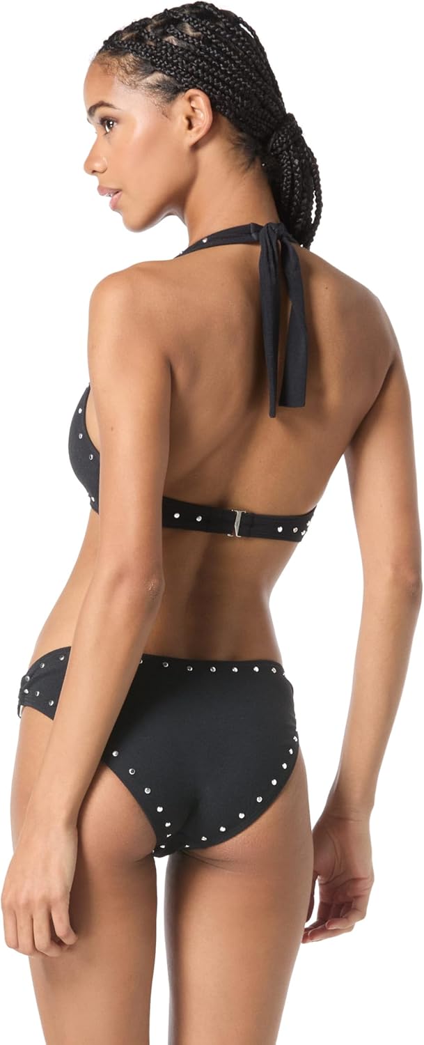 Michael Kors Womens Crepe Solids Ring Front Halter Top - Image 3