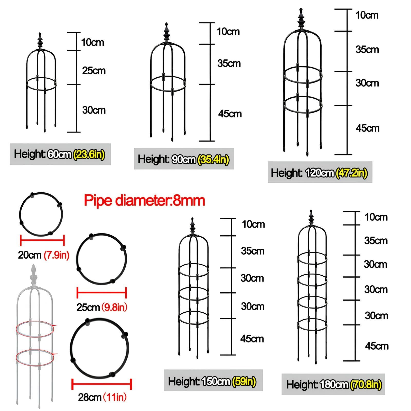 Obelisk podtrzymujący rośliny pnące, 90 cm / 180 cm, biała krata, do użytku wewnątrz i na zewnątrz, idealna do róż, kwiatów, warzyw i owoców (szer. 25 cm x wys. 150 cm)