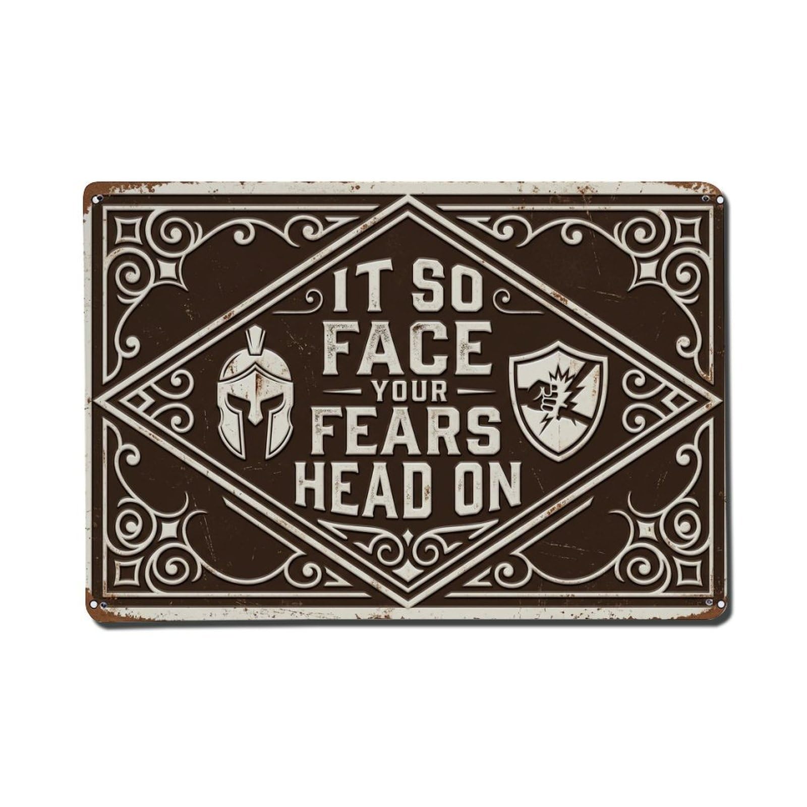 Confront Fears Now Pathway Retro Motivational Slogans 2 Metal Tin Sign Plaque Wall Decor for Cafe, Club Bar, Office, Home Garden Metal Poster 8x12Inch
