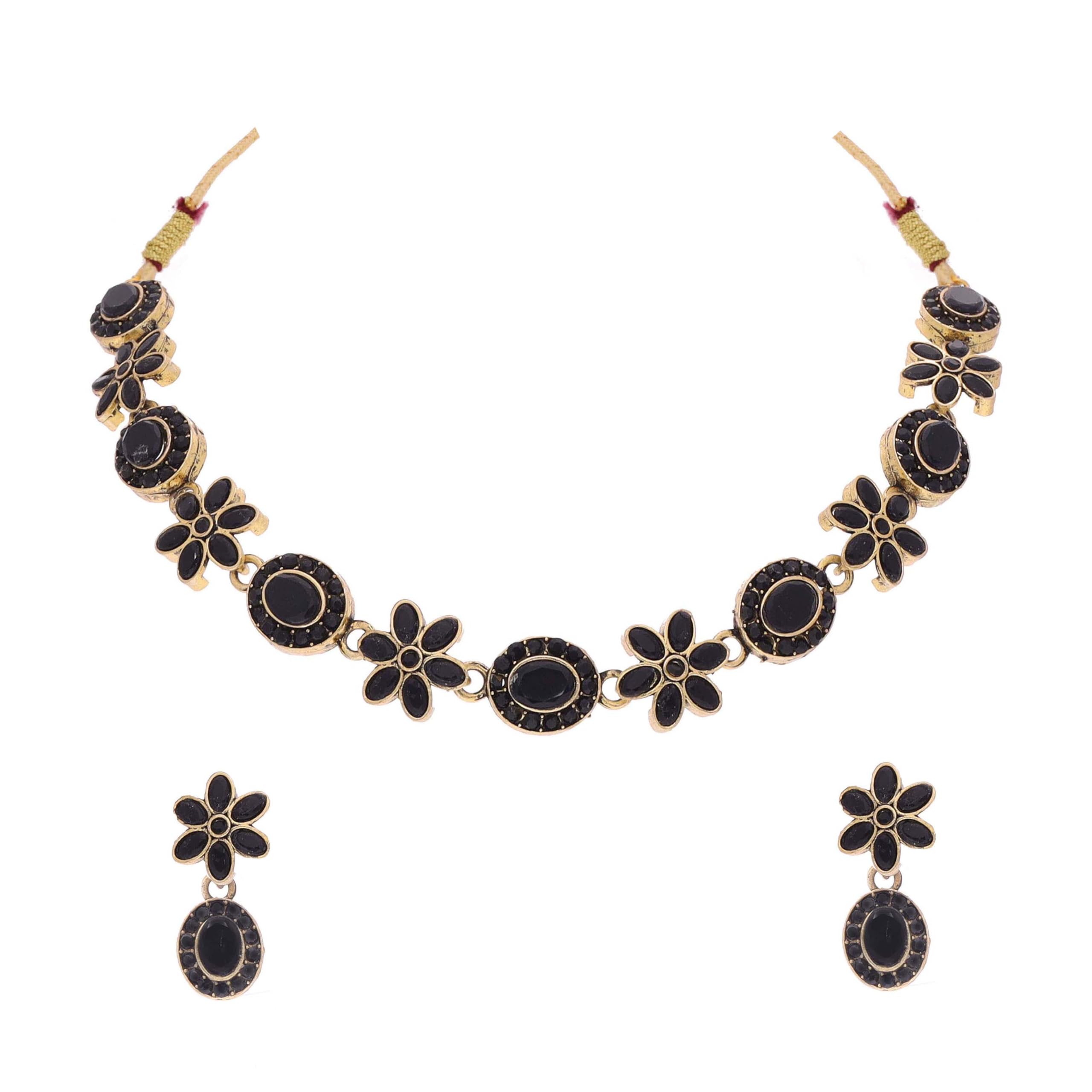 Brado Jewellery Latest Antique Contemporary Flower Design Artificial Stone Gold Polish Necklace Choker Jewelry Set with 1 pair of Earring For Women & Girls. (B0D7HRSWR2) Amazon Price History, Amazon Price Tracker