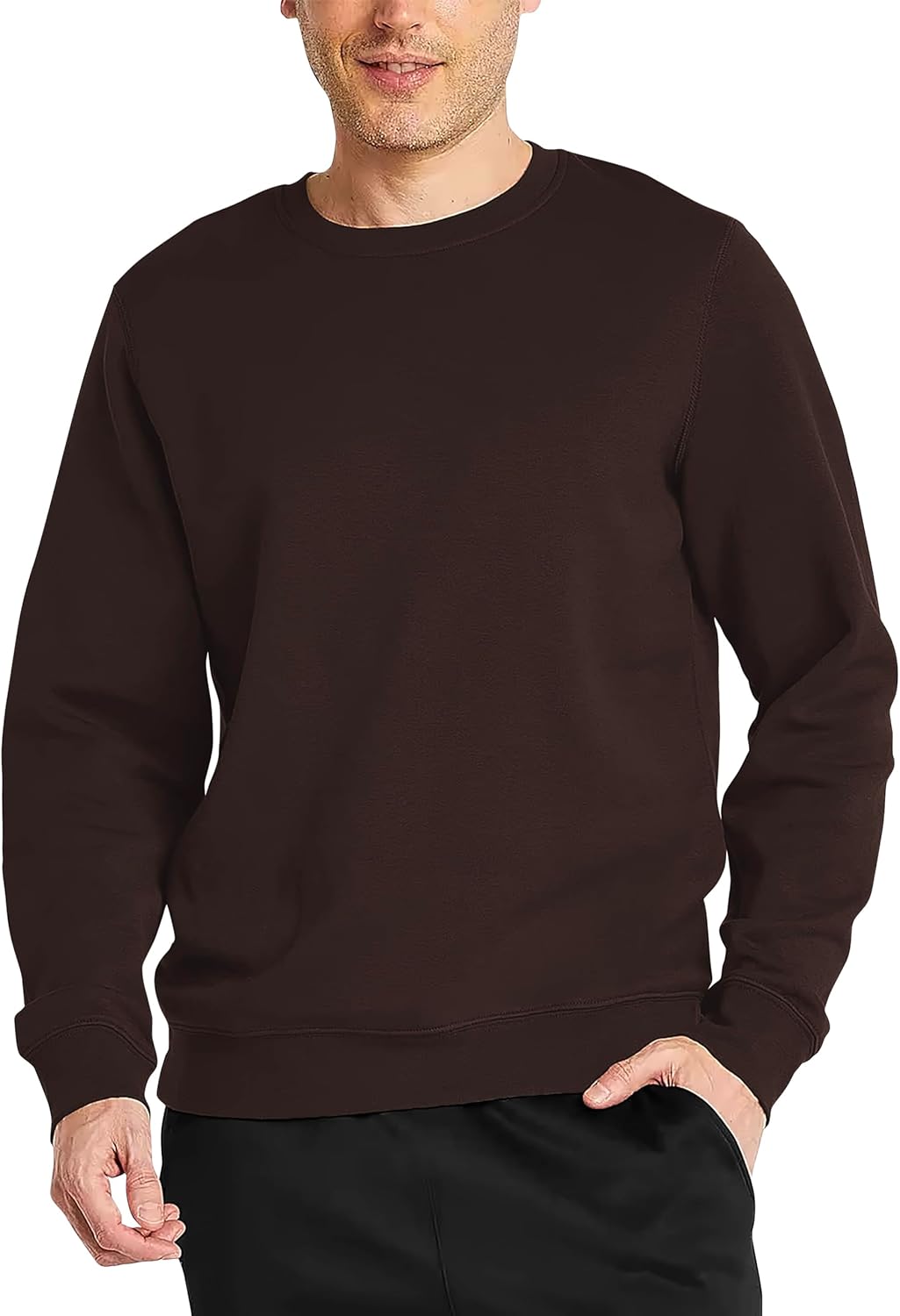 Hat and Beyond Fleece Sweatshirt for Man Crewneck Casual Brushed Solid Sweater College Shirts XS-5XL