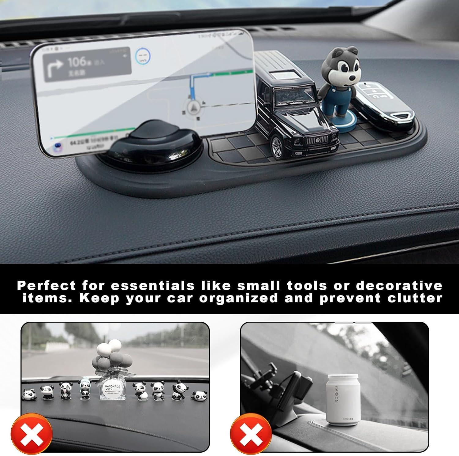 1 Pcs Car Anti Slip Mat Phone Holder,Multifunction Car Anti-Slip Mat,Multifunctional Anti,Multi Function,for Phones, Sunglasses, Keys, Gadgets