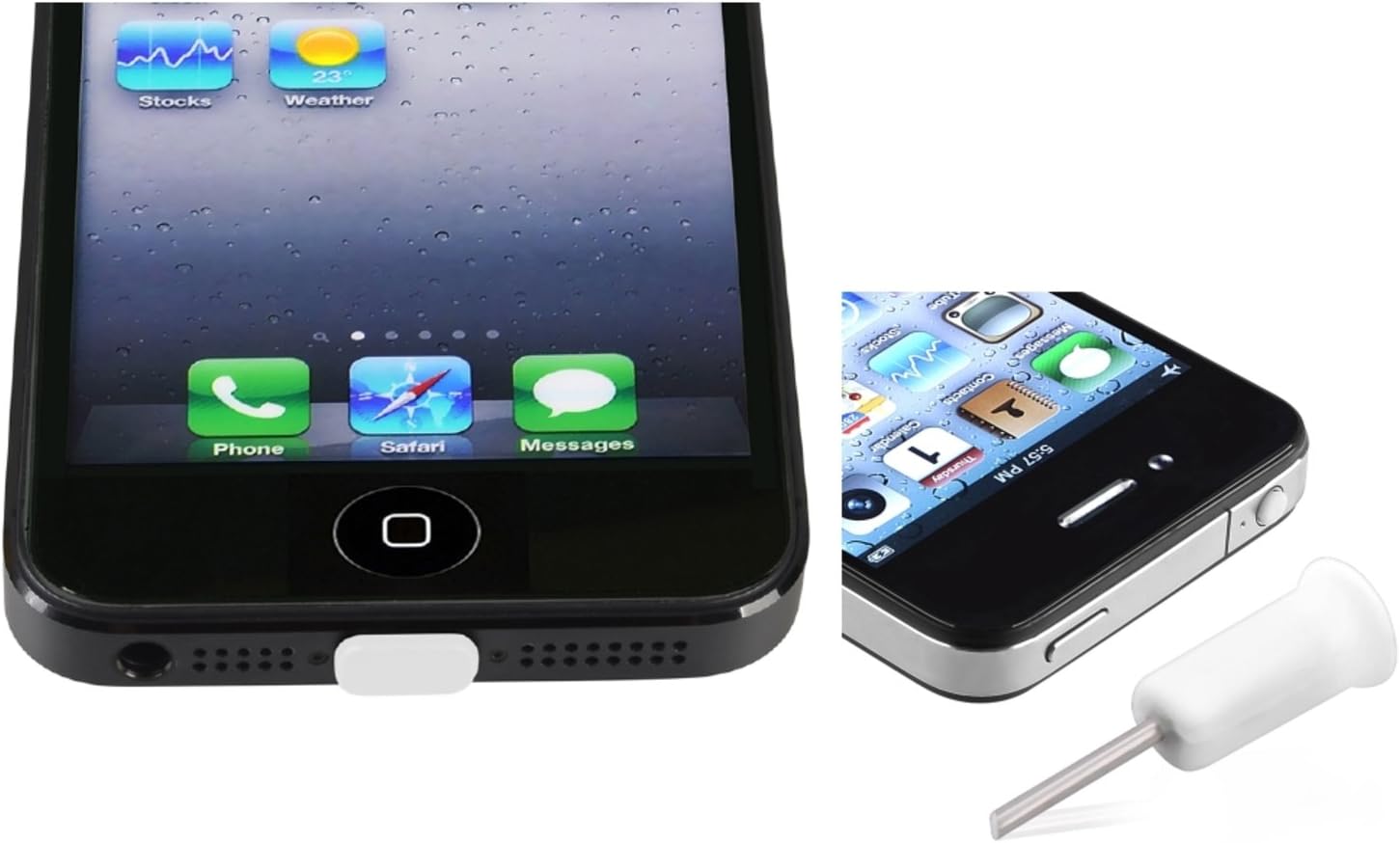 [Aftermarket Product] 10x White Earphone Audio Jack & Lightning Dock Anti Dust Plug Cap For iPhone 5