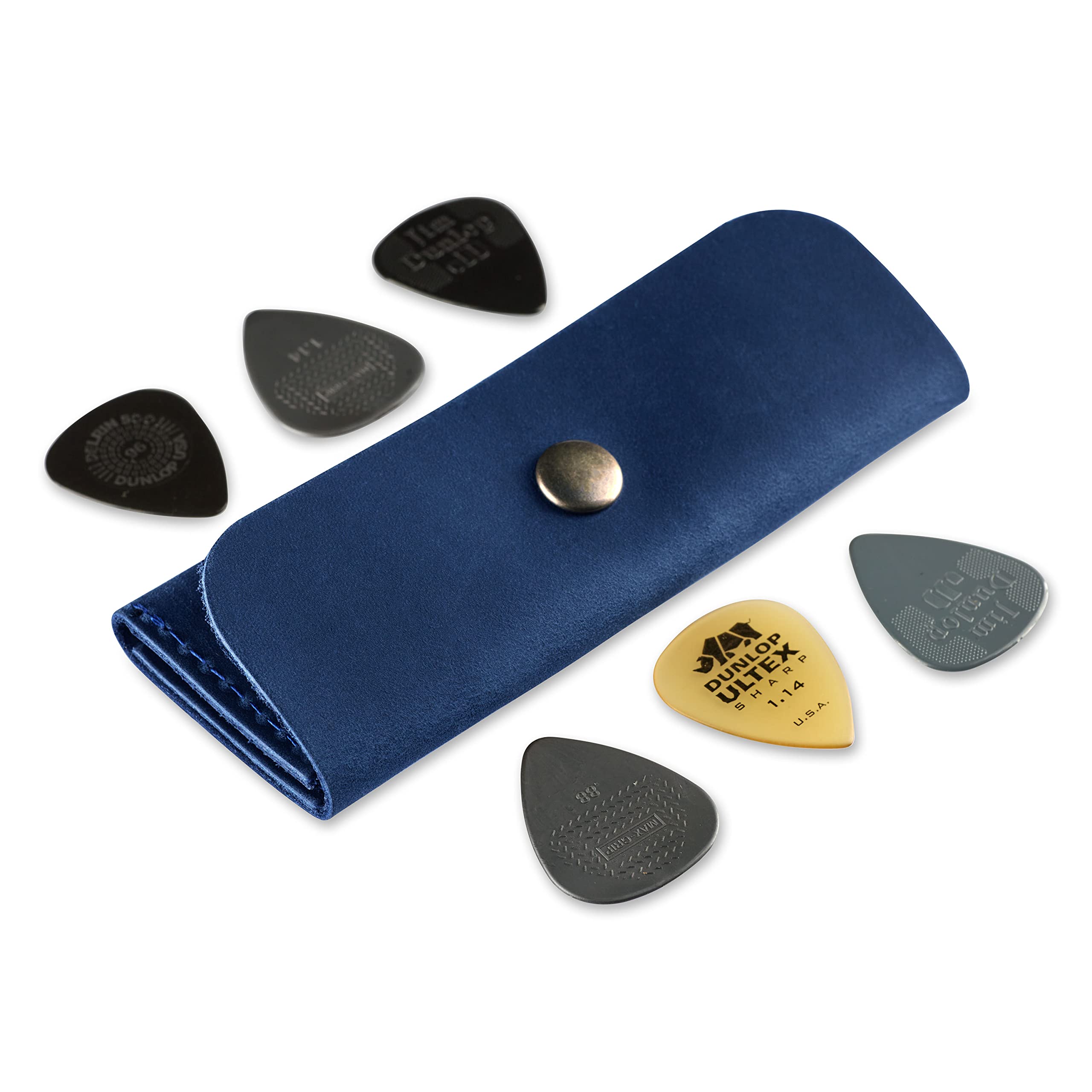 Soporte de piel para púas de guitarra, bolsa para púas de guitarra, bolsa para púas, regalo para guitarristas, Blue, Soporte para púas