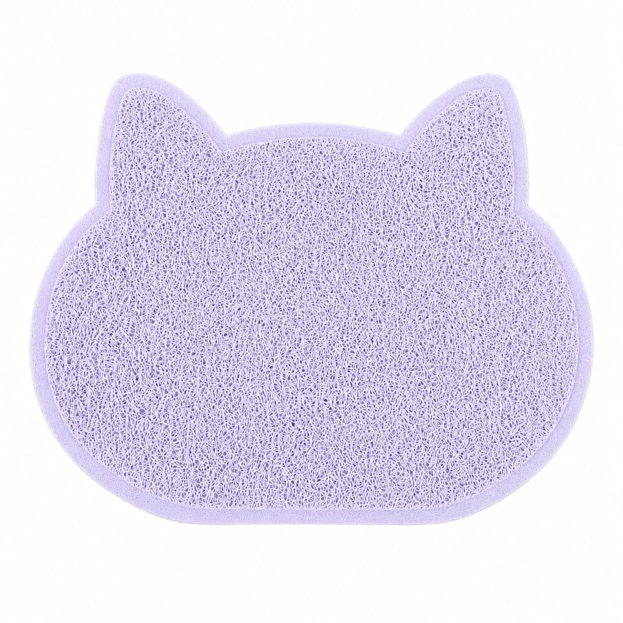 Multi-Purpose Cat Mat – Non-Slip Food & Litter Mat, Absorbent Pet Feeding Mat, Cat-Shaped Floor Protector for Food Bowls, Litter Trays & Doorways - Lilac