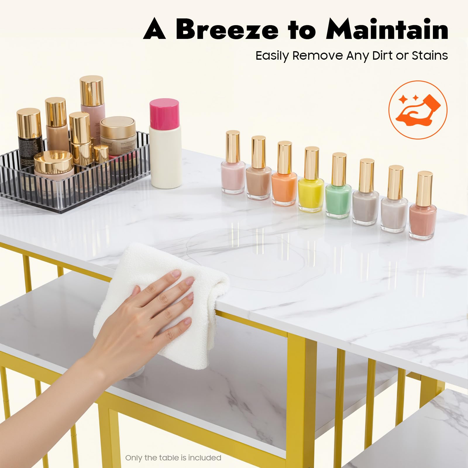 Mesa de manicura con 3 cajones, 100 x 40 x 76 cm, mesa de manicura moderna, escritorio de uñas con estantes, mesa de manicura rectangular portátil para salón de belleza, spa en casa y