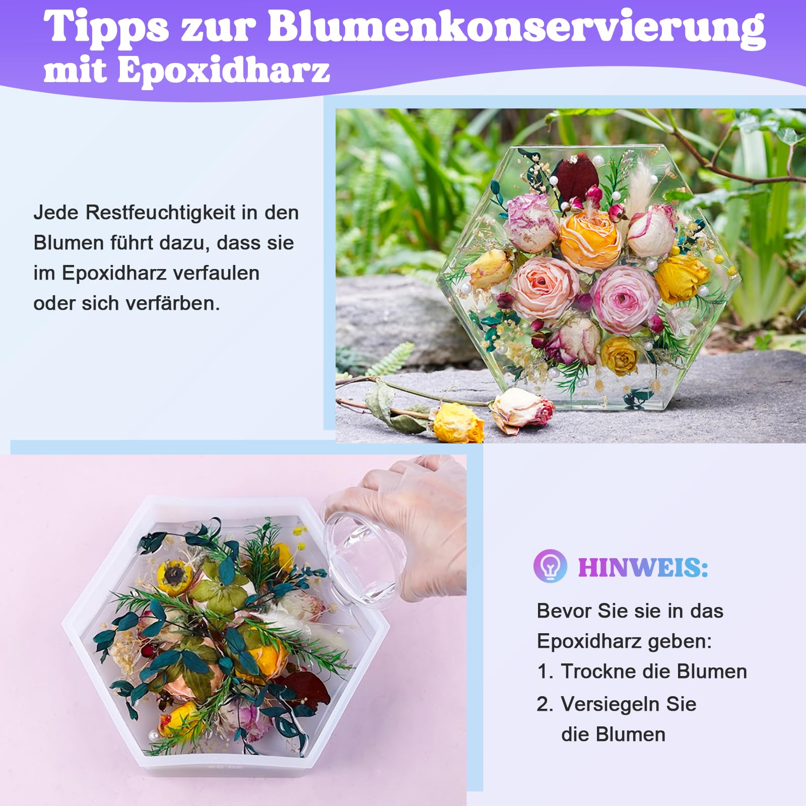 LET'S RESIN 2,4L Epoxidharz Set, Blasenfreies Gießharz Set, 1:1 nach Volumen, Transparent Epoxidharz mit Härter für Kunstwerke Gießharz, Schmuck, Formen Silikon, Tischplatte, Hitze- & UV-Beständig