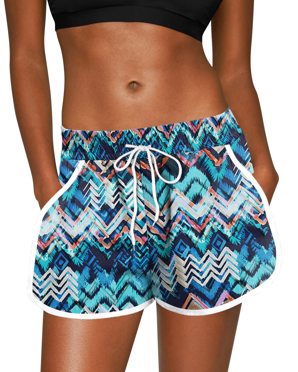 For G and PL Women Summer Floral Beach Boardshorts with Pockets Swim Trunks