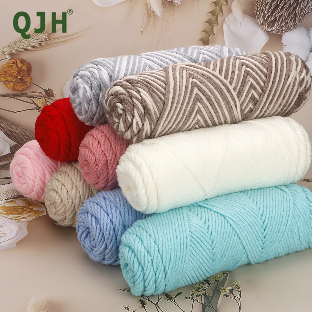 Hilo para ganchillo 5 piezas de hilo algodón 17,63 oz/500 g, grueso estambre ligero(Color12)