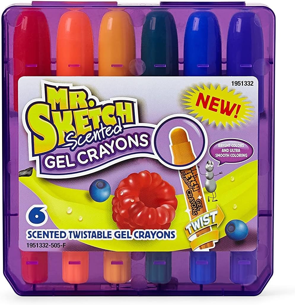 Mr. Sketch 1951332 Scented Twistable Gel Crayons, Assorted Colors, Pack of 6