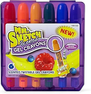 Mr. Sketch 1951332 Scented Twistable Gel Crayons, Assorted Colors, Pack of 6