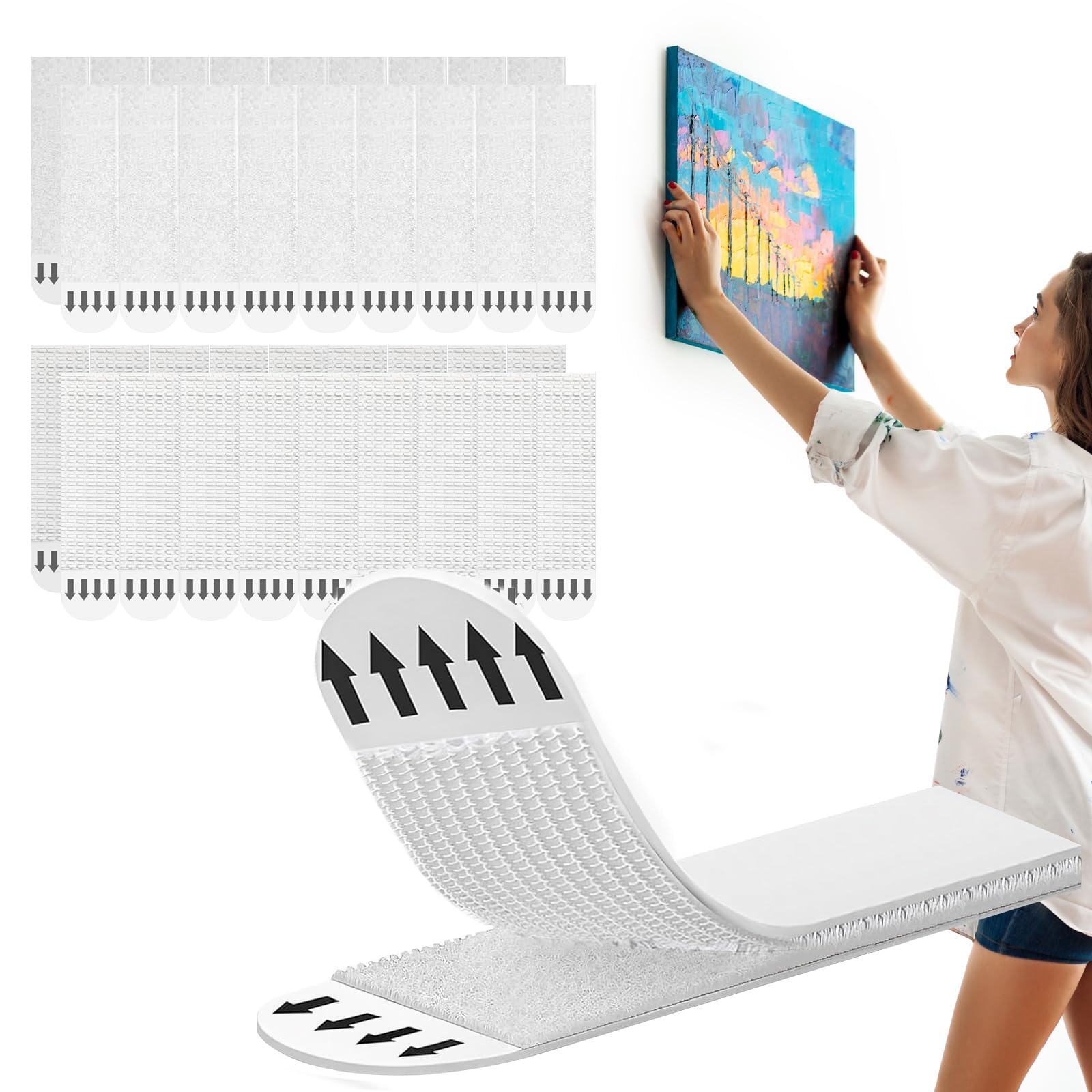 YOKRWO Large Picture Hanging Strips Heavy Duty，18 Pairs(36 Packs)，Sticky Hangers for Walls，Damage Free Poster Hangers，Picture Hanging Kit Without Nails Refill Adhesive Poster Strips