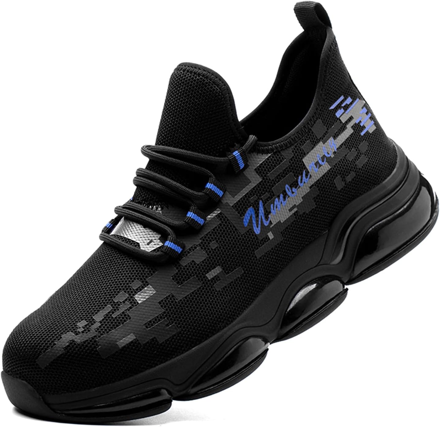 MandyQ Steel Toe Shoes for Men Work Safety Shoes Lightweight Breathable Construction Slip Resistant Air Cushion Steel Toe Tennis Sneakers
