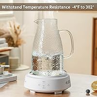 Vista 6 de Glass Pitcher with Lid and Handle, 2 PACK 68 oz/2 Liter Vintage Flower Design Fridge Water Pitcher, Borosilicate Glass Water Carafe for Hot/Cold