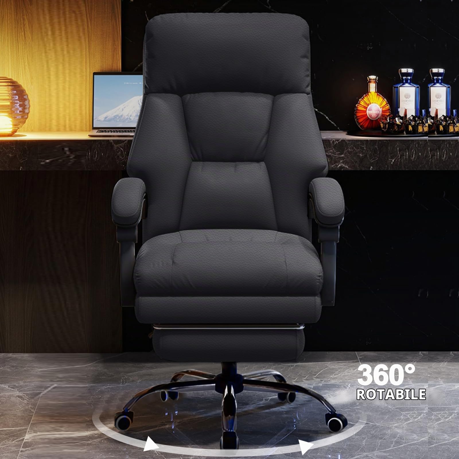Sedia da ufficio con poggiapiedi Sedia da ufficio direzionale con rotelle Sedia da gioco per computer con schienale alto Sedia da ufficio ergonomica con inclinazione regolabile