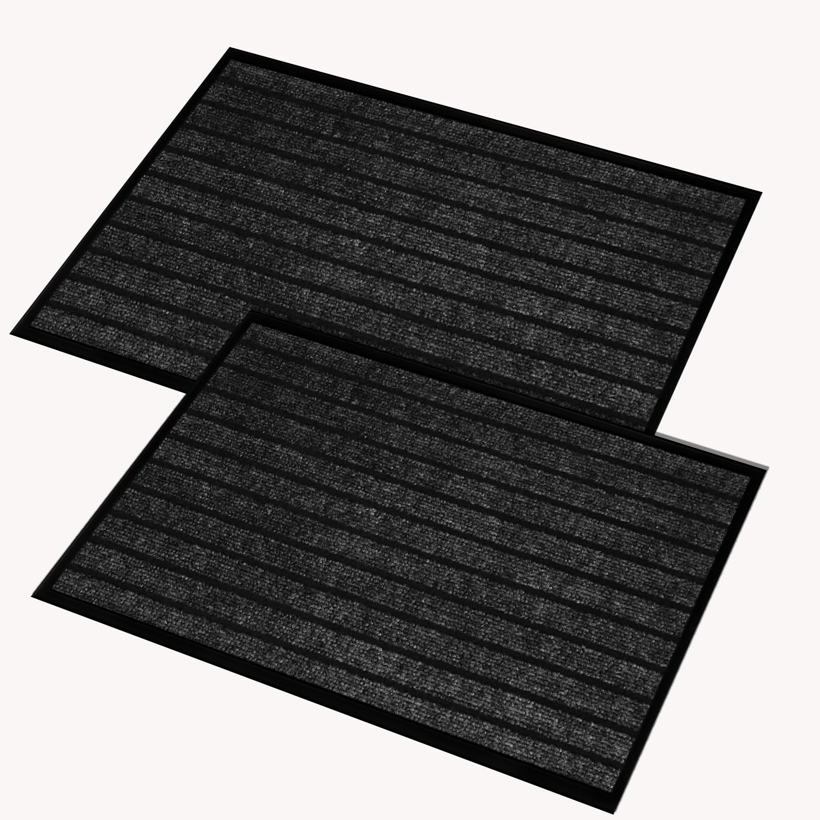 AMEHA Door Mat 60x90cm 2 Pack, Anthracite Black - Door Mats Outdoor & Indoor Non Slip Washable Rug Dirt Trapper Heavy Duty Rubber Floor Mat Entrance Rug Super Absorbent Front Doormats โ image 1