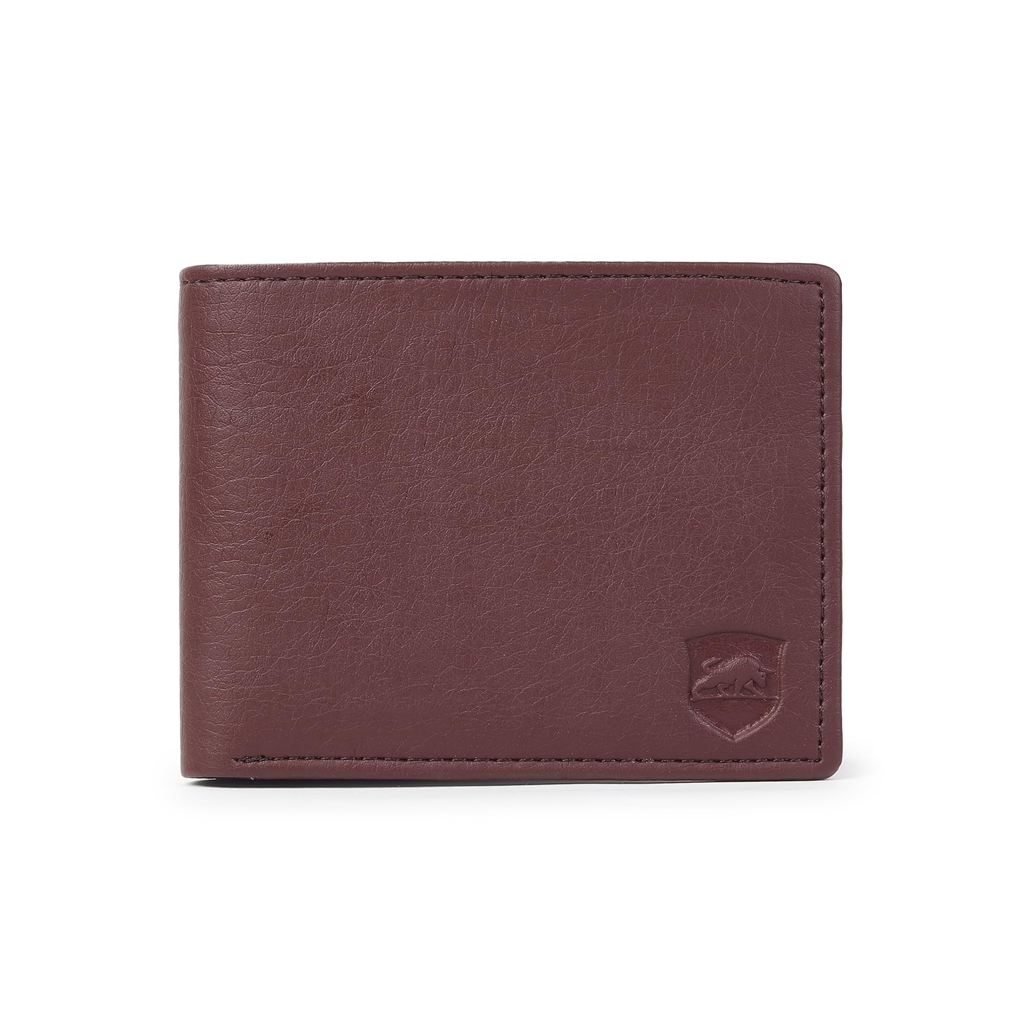 PU Leather Wallet for Men - 02 Currency Compartments 02 Hidden Pocket 3 Credit Card Slots 01 Coin Pocket (Brown LHR)-image-25