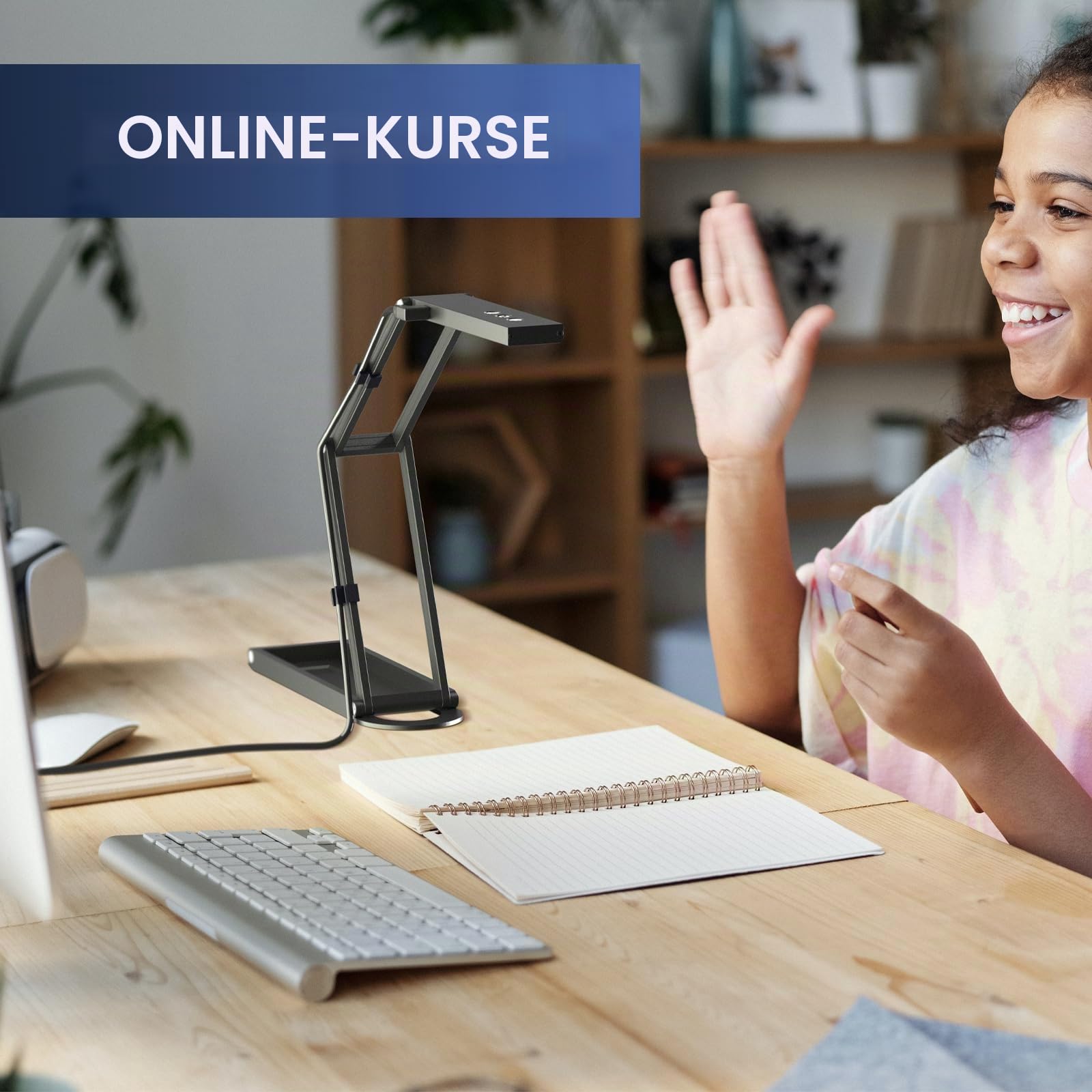 NETUM Dokumentenkamera & Webcam 4K mit Mikrofon USB Visualizer 3-Stufen Touch LED Autofokus Bild Invert Faltbar für Windows Mac OS Linux - Remote Teaching & Live Demo (SD-1300)