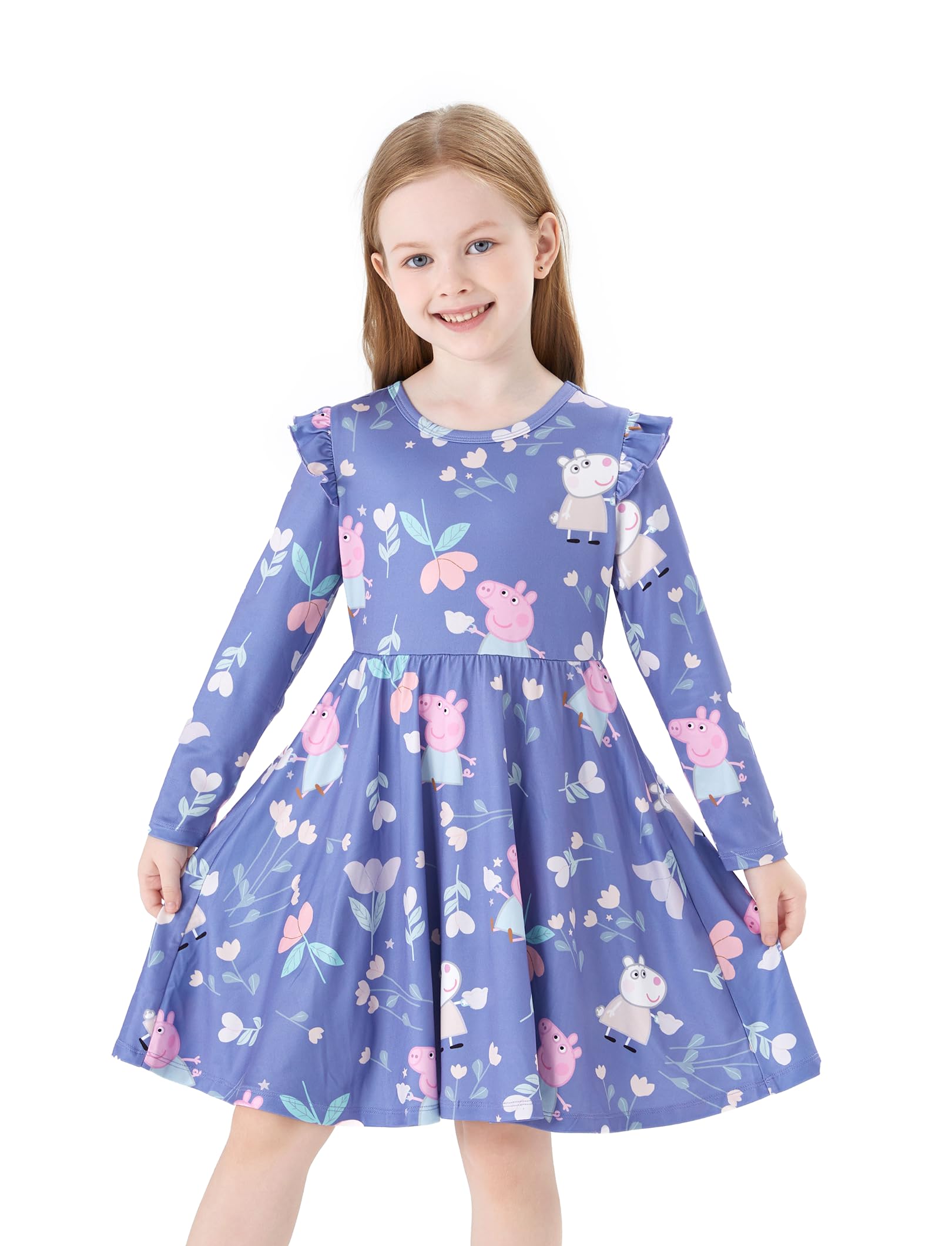 Peppa Pig Dress Girls Casual Flowy Dresses for Birthday Party Toddler Girl Size 2-5 Years