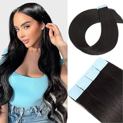 Extensiones de cabello humano adhesivas de cabello humano 100% Remy, 20 unidades de 1.76 ozpaquete, extensiones invisibles de trama cutánea, lacias