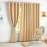 Story@Home Blackout Window Curtains 5 Feet Long Set of 2 | Plain Printed | 70% Room Darkening Curtain | Thermal Insulated Curtains for Living Room | (116 x 152 cm, Tan) | Perfect for Home Decor