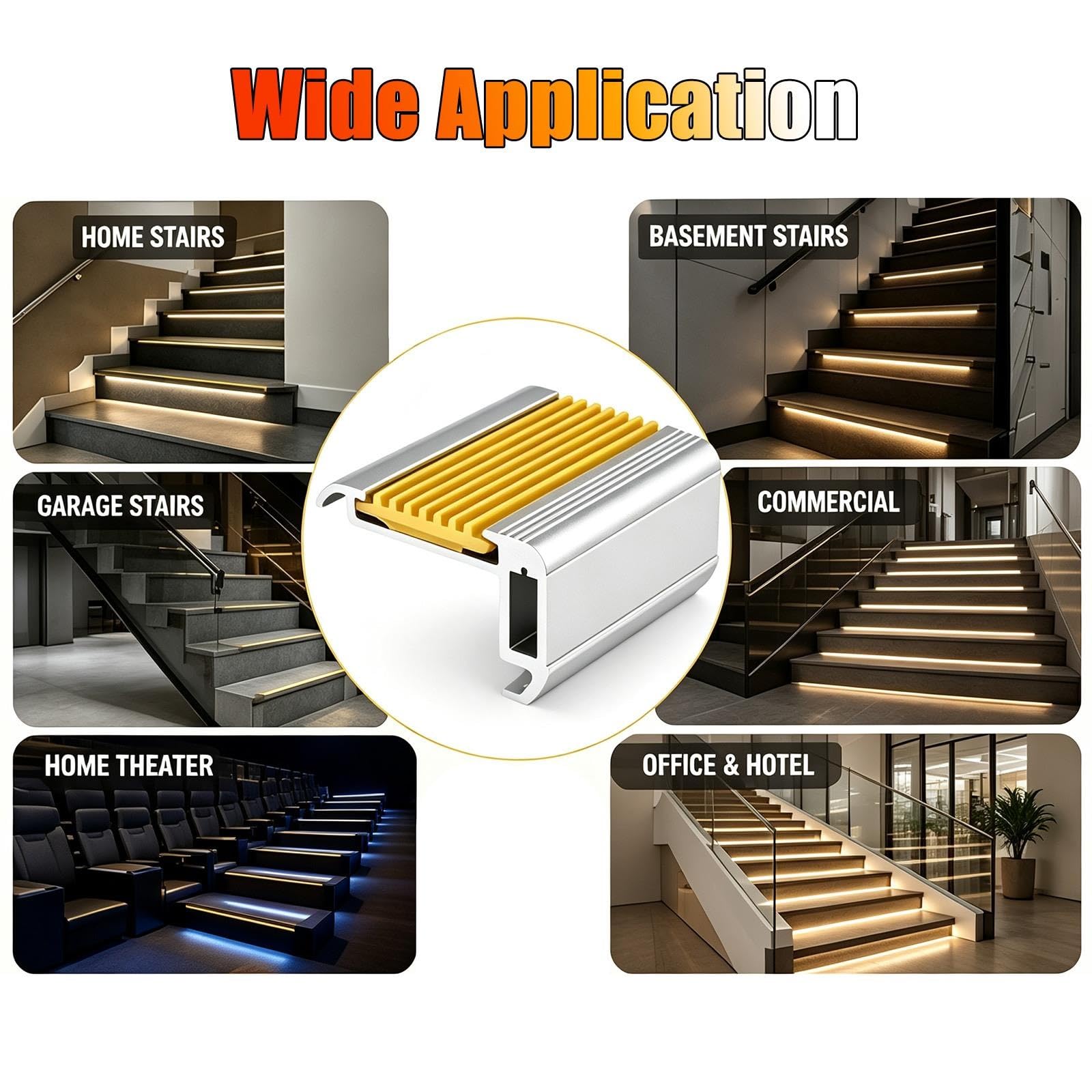 L 50 100 150 180 200 220 CM Zabezpieczenie Krawędzi Schodów Z Kanałem LED