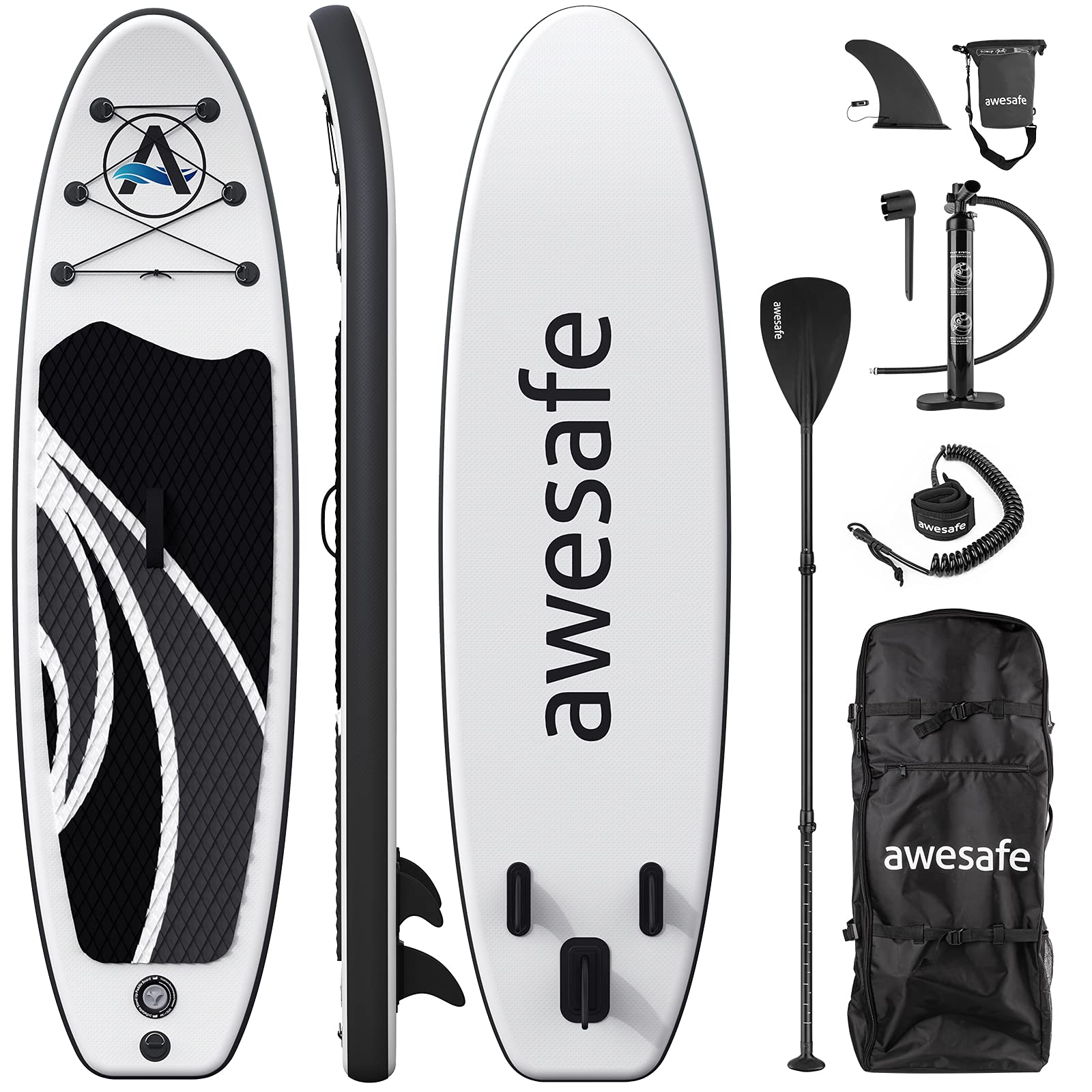 Planche à Pagaie Gonflable Awesafe - 3x81x15 Cm, Ultra Légère 7,8 Kg, Charge 145 Kg, Accessoires Complets