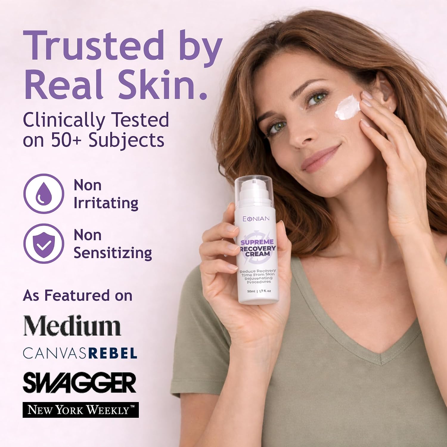 Eonian Supreme Recovery Cream - Ceramide Face Moisturizer for Sensitive Skin, Redness Relief, Barrier Repair with Pro + Prebiotics, 97% Natural, Fragrance Free, Clinically Tested, 1.7 oz