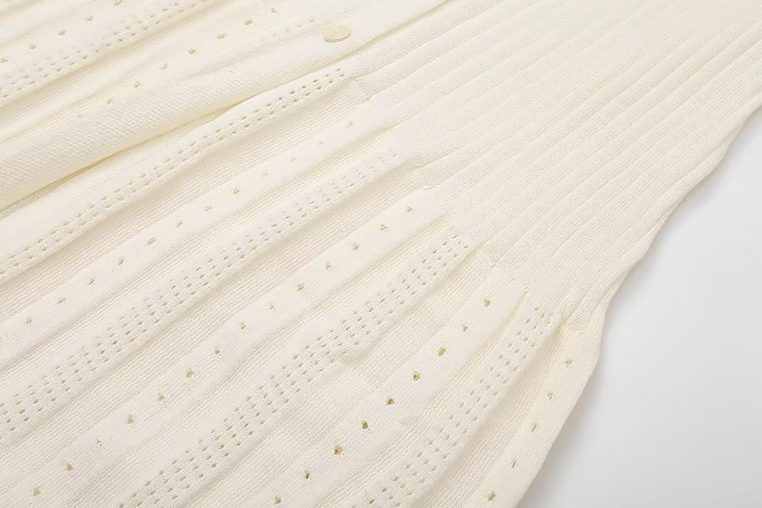 LAJIOJIO Women's Ribbed Knit Long Dress Button Down V Neck Short Sleeve Slim Fit Elegant Dresses - Image 5