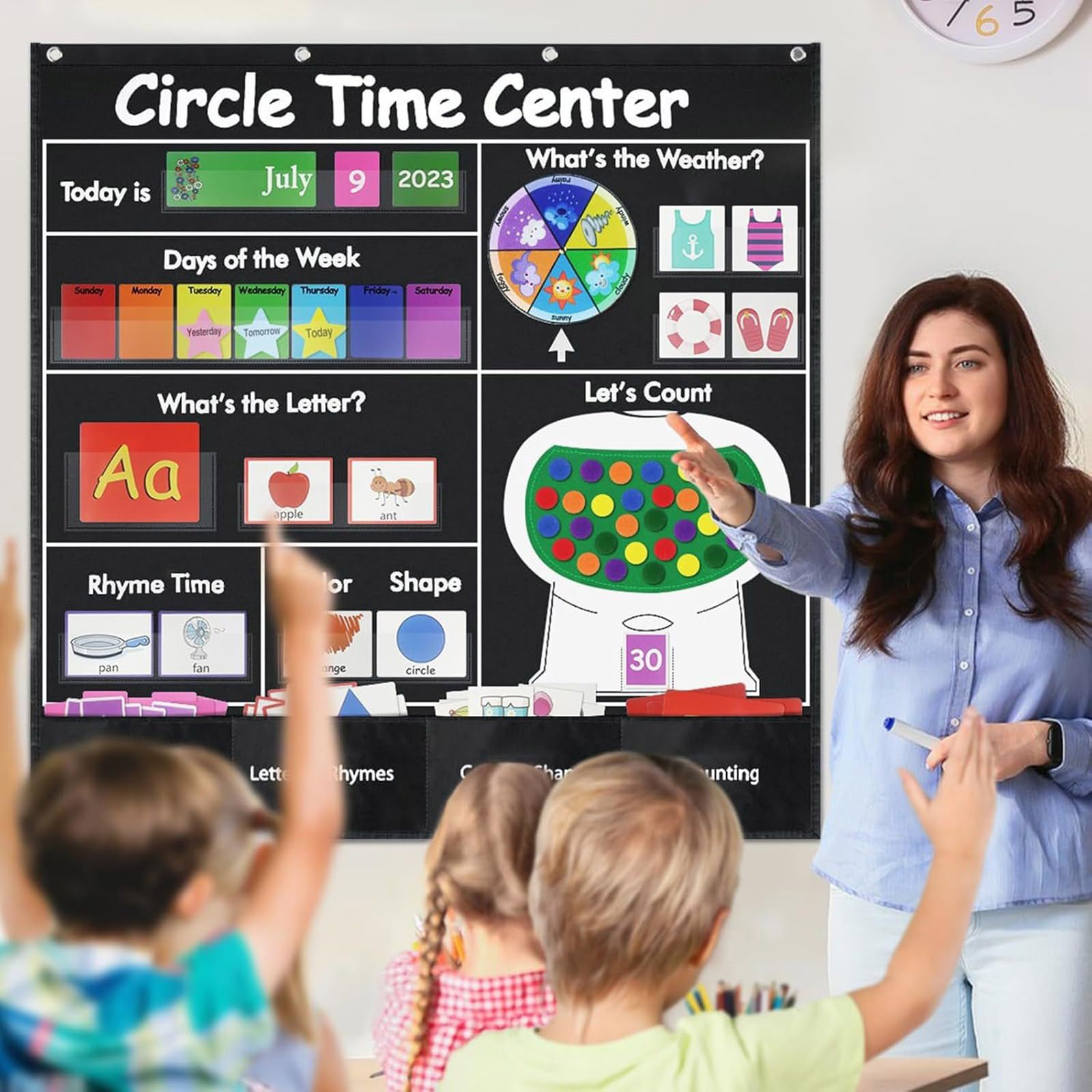 Gráfico de bolsillo educativo para centro del Calendario de aprendizaje Número del Letra Gráfico de bolsillo del Centro de educativo para calendario de aprendizaje